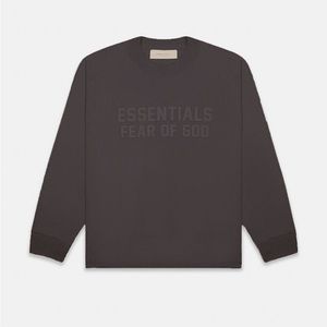 Fear of God Essentials Off Black Relaxed Crew Neck Sweatshirt